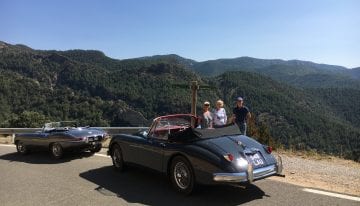 Jaguar XK and E-type in the Pyrenees