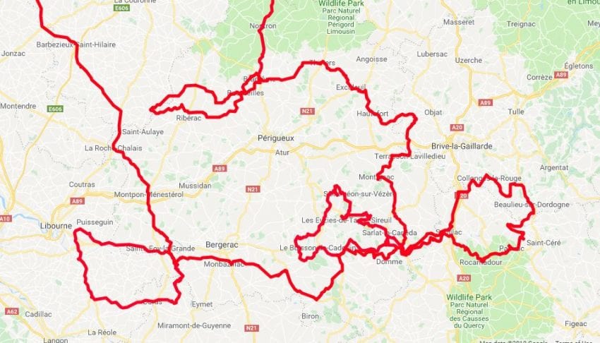 2019 highway map of dordogne france
